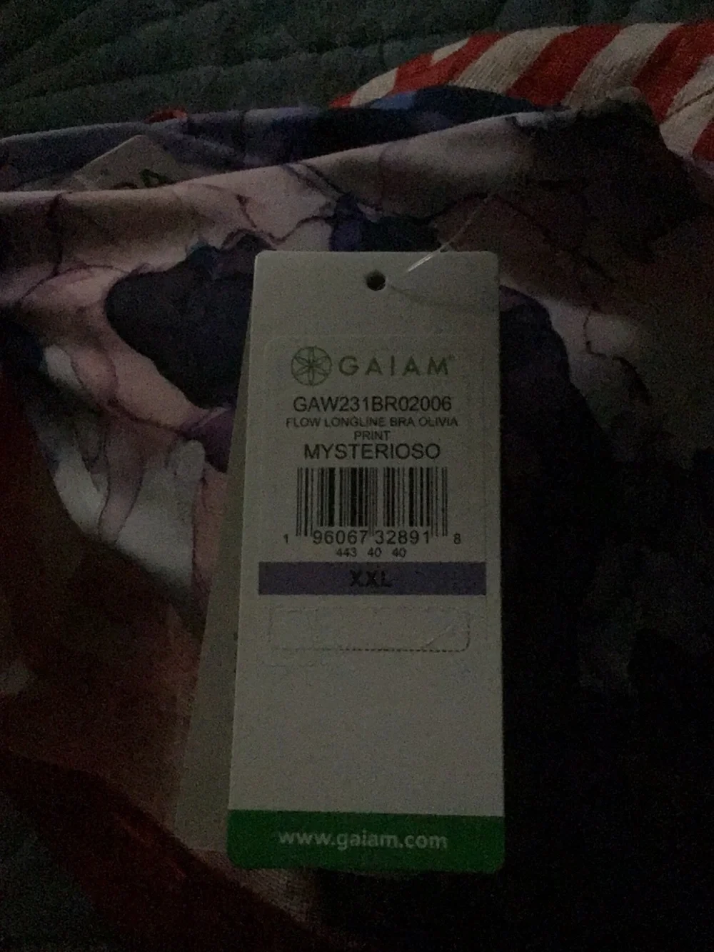 NWT Gaiam Flow Longline Sports Bra XXL Mysterioso Purple Olivia Print Yoga XXL
